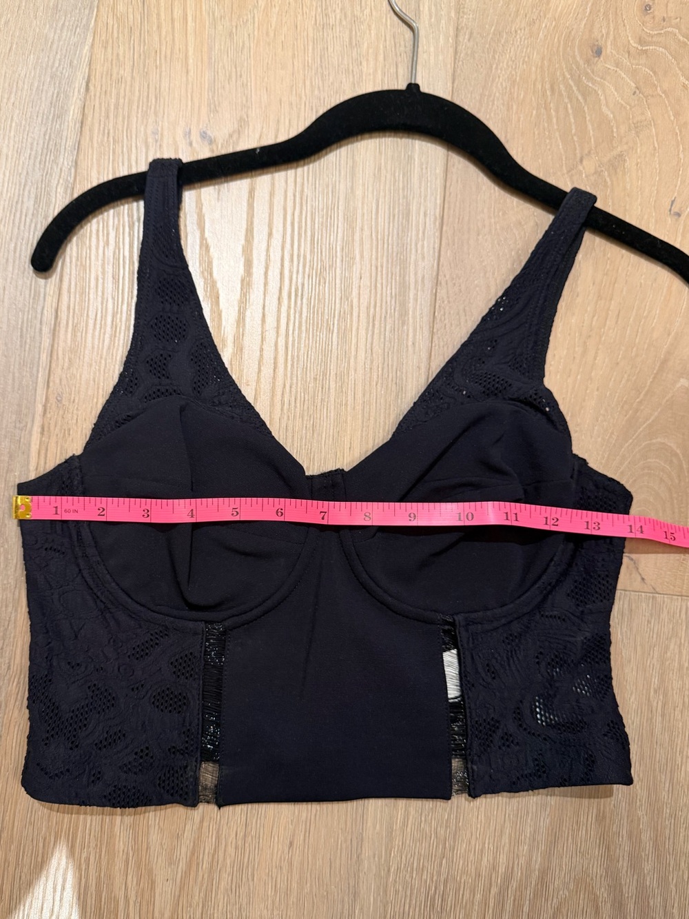 Jonathan Simkhai x Carbon 38 Black Lace-Panel Longline crop Top - Picture 5 of 6